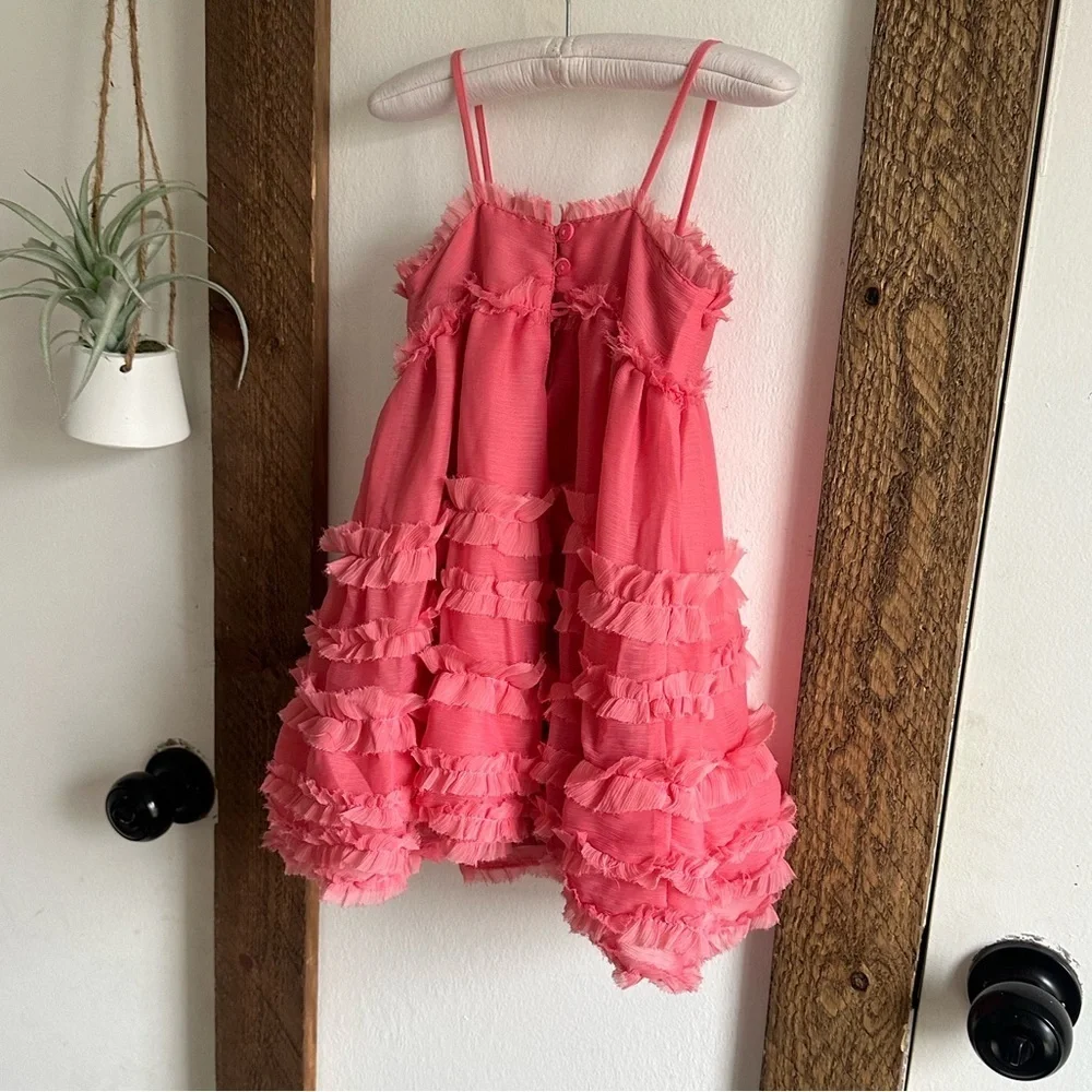 Like new Baby Gap 18-24 Months Girl Pink Passion Tulle Tier Ruffle Dress
